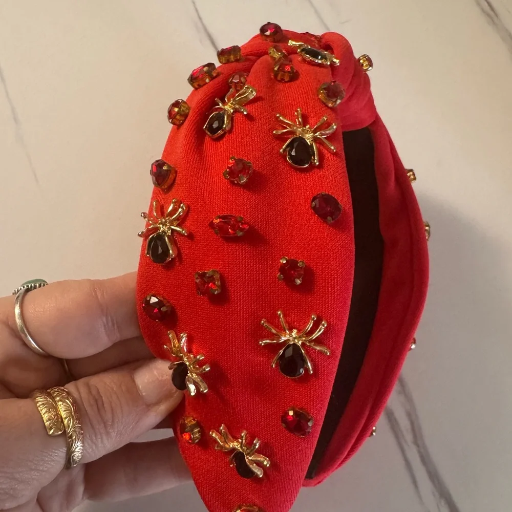Red Gem Beaded Spider Headband